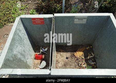 Gestion des déchets sur cimetière à Engelberg, Suisse. Banque D'Images