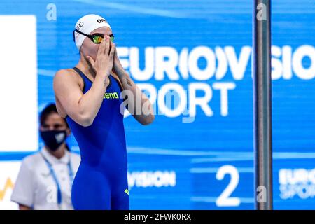 Budapest, Hongrie. 23 mai 2021. BUDAPEST, HONGRIE - MAI 23: Ajna Kesely de Hongrie en compétition aux femmes 400m Freestyle préliminaire pendant les championnats européens de LEN natation à Duna Arena le 23 mai 2021 à Budapest, Hongrie (photo de Marcel ter Bals/Orange Pictures) crédit: Orange pics BV/Alay Live News crédit: Orange pics BV/Alay Live News Banque D'Images