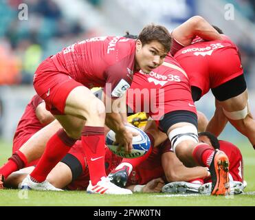 TWICKENHAM ANGLETERRE - MAI 22 : Antoine Dupont de Toulouse pendant le match final de la coupe des champions Heineken entre la Rochelle et Toulouse à Twickenham Sta Banque D'Images