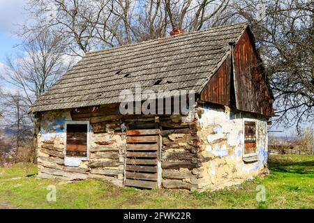 Musée en plein air de l'architecture rurale sur la colline du château à Dobczyce, Pologne. Banque D'Images