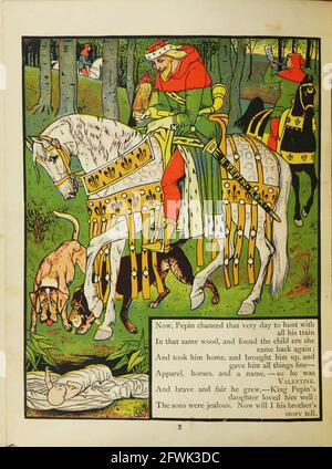 Valentine et Orson du livre le Marquis de Carabas livre d'images : contenant le pouss en bottes, la vieille mère Hubbard, Valentine et Orson, l'absurde ABC. Illustré par Walter Crane, Edmund Evans et Sarah Catherine Martin. Editeur Londres (Broadway, Ludgate) ; New York (416 Broome Street) : George Routledge et fils en 1874 Banque D'Images