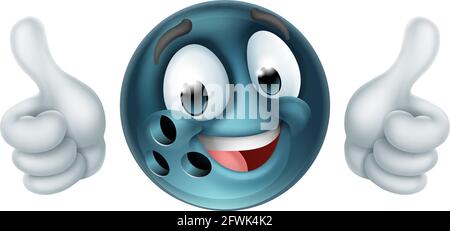 Boule de bowling Emoticon face Emoji icône de dessin animé Illustration de Vecteur