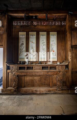 Tengchong dans la province du yunnan, salle de cour familiale luo yee lee de la vieille ville Banque D'Images