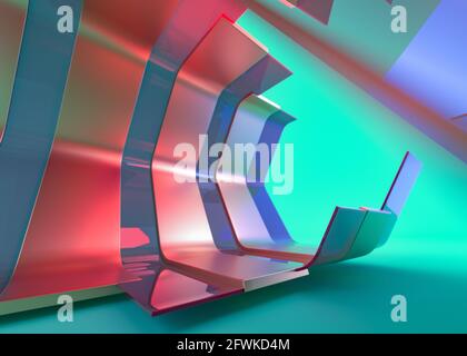 Composition abstraite. Studio minimal. Décor futuriste bleu. Rendu 3D Banque D'Images
