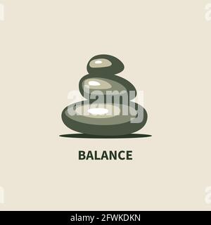 Icône Balance. Symbole harmonie. Pile de pierres. Concept du bouddhisme. Signe de méditation. Illustration minimale du vecteur Illustration de Vecteur