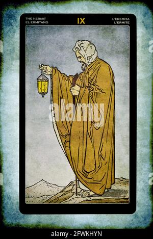 carte de tarot Major Arcana de l'Hermit Banque D'Images