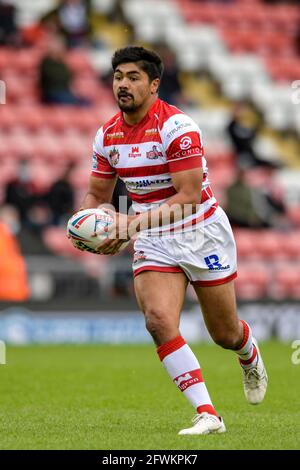 Leigh, Royaume-Uni. 23 mai 2021. James Bell (13) de Leigh Centurion avance avec le ballon à Leigh, au Royaume-Uni, le 5/23/2021. (Photo de Simon Whitehead/News Images/Sipa USA) crédit: SIPA USA/Alay Live News Banque D'Images