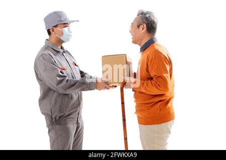 Le vieil homme et le Courier Banque D'Images