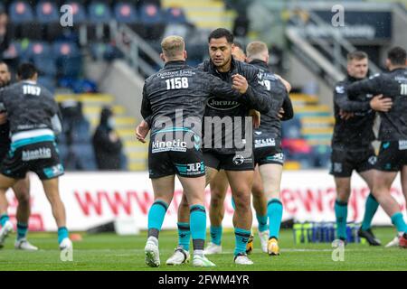 Les joueurs du Hull FC commencent leur échauffement Banque D'Images