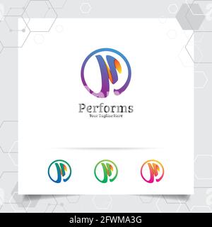 Business finance lettre P logo design vecteur avec une simple couleur moderne pour le marketing, le conseil, la banque, le commerce, et d'autres affaires. Illustration de Vecteur