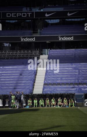 Francfort, Allemagne. 23 mai 2021. Lors du match FlyerAlarm Frauen-Bundesliga entre Eintracht Frankfurt et VfL Wolfsburg au Deutsche Bank Park de Francfort, Allemagne. Crédit: SPP Sport presse photo. /Alamy Live News Banque D'Images