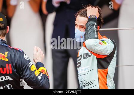 Podium NORRIS Lando (gbr), McLaren MCL35M, portrait du Championnat du monde de Formule 1 2021, Grand Prix de Monaco du 20 au 23 mai à Monaco - photo Antonin Vincent / DPPI / LiveMedia Banque D'Images