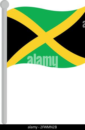 Illustration vectorielle du drapeau de la Jamaïque sur un poteau Illustration de Vecteur