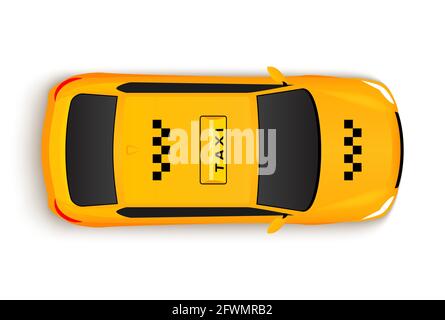 Taxi vue de dessus cabine. Véhicule d'illustration de voiture de taxi jaune Vector Illustration de Vecteur