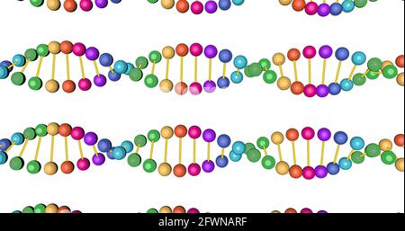 les vidéos de test de l'ADN couleur animées en 3d sont isolées sur fond blanc pour le montage vidéo et les formations médicales Banque D'Images