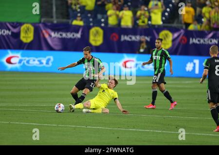 Nashville, Tennessee, États-Unis. 23 mai 2021. Lors d'un match de football de la Major League entre Nashville SC et Austin FC le 23 mai 2021, à Nashville, TN. Nashville SC a gagné, 1-0. Crédit : Scott Coleman/ZUMA Wire/Alay Live News Banque D'Images