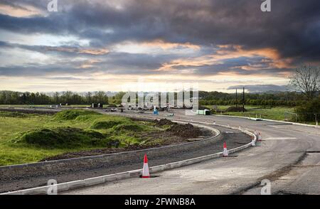 La construction de la nouvelle route d'accès sud Wichelstowe (WSA) à Swindon, dans le Wiltshire. Banque D'Images