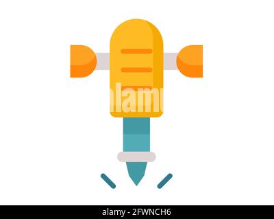 icône isolée unique de marteau à panne ronde avec illustration vectorielle plate Banque D'Images