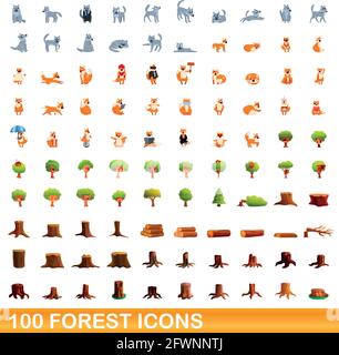 ensemble de 100 icônes de forêt. Illustration de 100 icônes de forêt ensemble de vecteurs isolés sur fond blanc Illustration de Vecteur