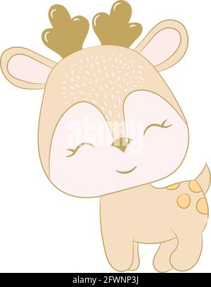 Cerf mignon. Illustration des enfants avec un cerf. Illustration de Vecteur