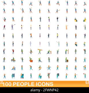 100 personnes icons set. Cartoon illustration de 100 personnes icônes vector set isolé sur fond blanc Illustration de Vecteur