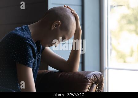 Patient en oncologie déprimé fatigué de combat, de traitement Banque D'Images