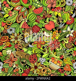Motif estival sans coutures pour dessins animés. Illustration de Vecteur