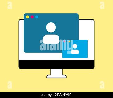 Webinaire en ligne, appel vidéo. Réunions au niveau des collègues, éducation moderne Illustration de Vecteur