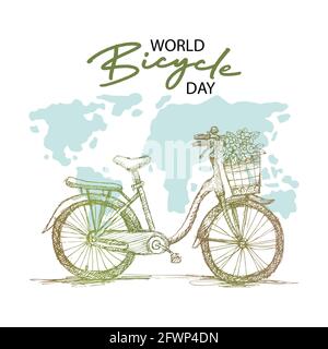 Concept d'affiche de la journée mondiale du vélo. Banque D'Images