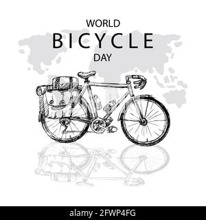 Concept d'affiche de la journée mondiale du vélo. Banque D'Images