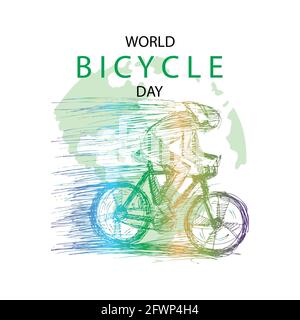 Concept d'affiche de la journée mondiale du vélo. Banque D'Images