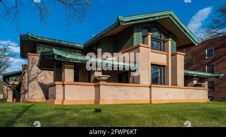 Dana-Thomas House dans le style des Prairies par Frank Lloyd Wright à Springfield, Illinois Banque D'Images