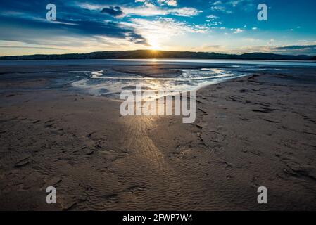 Sunset, Grange Over Sands, Cumbria, Royaume-Uni Banque D'Images