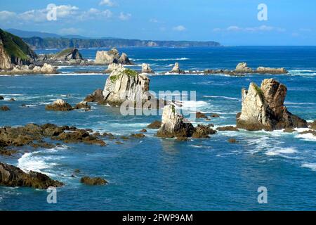 Mer Cantabrique se trouve près de la plage silencieuse, Principauté des Asturies, Asturies, Espagne, Europe Banque D'Images