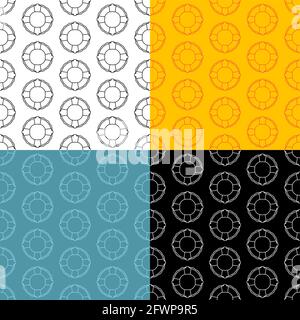 Ensemble de motifs sans couture avec l'icône Life Ring. Équipement de sauvetage de noyade. Ornement pour la décoration et l'impression sur le tissu. Elément de conception. Vecteur Illustration de Vecteur