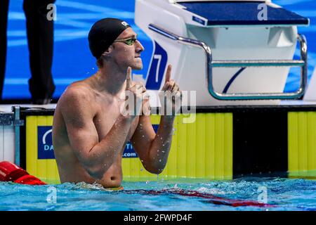 BUDAPEST, HONGRIE - 23 MAI : Ilya Borodin, de Russie, a remporté la médaille d'or à la finale individuelle Medley de Men 400m lors de la LEN European Aquatics C Banque D'Images