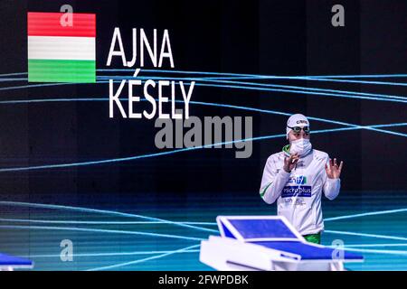 BUDAPEST, HONGRIE - MAI 23: Ajna Kesely de Hongrie en compétition à la finale Freestyle femmes 400m pendant les championnats européens d'AQUESIERES LEN natation Banque D'Images