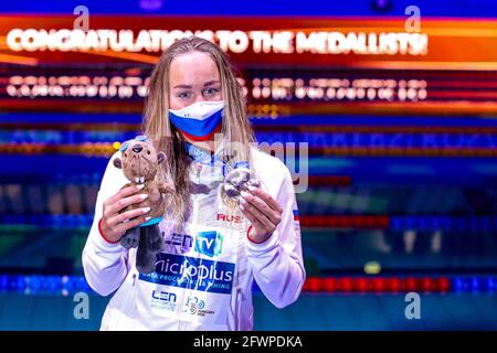 BUDAPEST, HONGRIE - MAI 23 : Anna Egorova, de Russie, gagnante de la médaille d'argent en compétition à la finale Freestyle femmes 400m pendant l'AQUA européenne LEN Banque D'Images