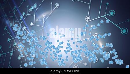 Composition du réseau d'icônes numériques sur les connexions en bleu arrière-plan Banque D'Images