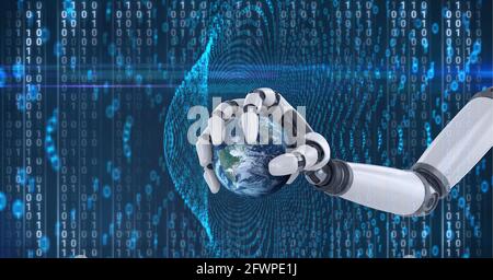 Composition du traitement des données de codage binaire sur le globe de maintien du robot Banque D'Images