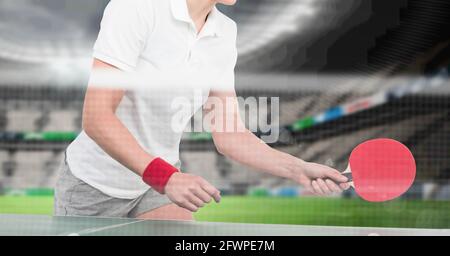 Composition de la section médiane de la tenue féminine de joueur de tennis de table balle et raquette Banque D'Images