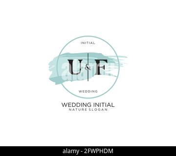 Lettre UF Beauté vecteur logo initial, écriture logo de la signature initiale, mariage, mode, bijoux, boutique, floral et botanique avec création t Illustration de Vecteur