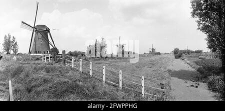 Mills près de Kinderdijk, 17 juillet 1957, MOLENS, pays-Bas, agence de presse du xxe siècle photo, nouvelles à retenir, documentaire, photographie historique 1945-1990, histoires visuelles, L'histoire humaine du XXe siècle, immortaliser des moments dans le temps Banque D'Images