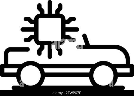 Icône de voiture du système autonome. Contour système autonome icône de vecteur de voiture pour la conception de sites Web isolée sur fond blanc Illustration de Vecteur