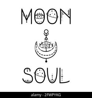 La phrase astrologique mystère. Lettrage magique - Moon Soul Illustration de Vecteur