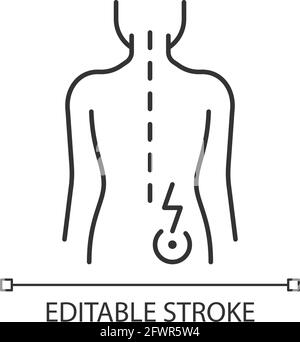 Icône linéaire douleur arrière droite inférieure Illustration de Vecteur