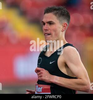 23 mai 2021 ; Gateshead International Stadium, Gateshead, Tyne and Wear, Angleterre ; Muller Diamond League Grand Prix Athletics, Gateshead; Jake Smith pendant la mens 5000m Banque D'Images