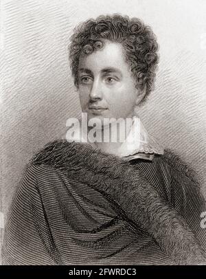 George Gordon Byron, 6e baron Byron, 1788 – 1824, alias Lord Byron. Noble anglais, poète, pair, politicien et figure de tête dans le mouvement romantique. Après un travail du XIXe siècle. Banque D'Images