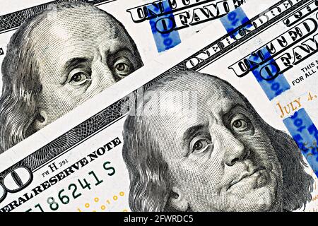 topview de fragment de billets en dollars comme un fond Banque D'Images