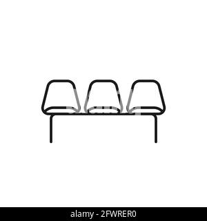 Icône de salle d'attente. Contour noir épais. Trois chaises vides. Illustration vectorielle, conception plate Illustration de Vecteur